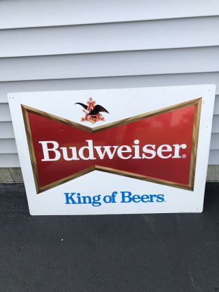 Budweiser King Of Beers Tin Metal Sign Breweriana Bow Tie