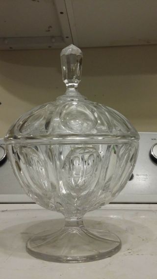 Antique Vintage Crystal Glass Apothecary Jar - Candy Bowl - Display Canister
