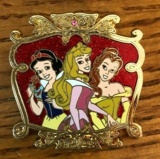Disney Princess Snow White Aurora Sleeping Beauty Belle Gold Frame 2008 Pin