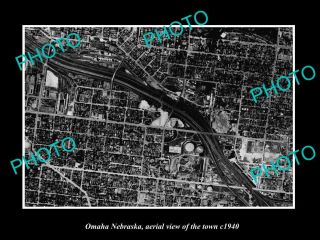 Old Large Historic Photo Omaha Nebraska Aerial View Of The Town C1940