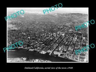 Old Large Historic Photo Oakland California Aerial View Of The Town C1940 1