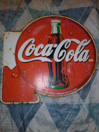 Vintage 1949 Coca Cola 2 Sided Metal Flange Sign