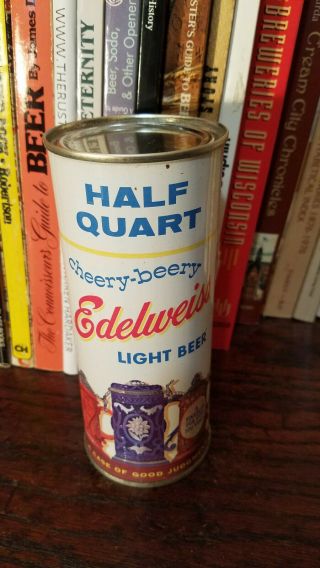 Cheery Beery Edelwiess Light 16oz Flat Top Beer Can Pint Half Quart