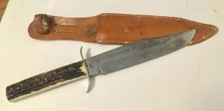 Vintage G.  C.  Co.  Solingen Stag " Bowie Knife " No.  443 With Sheath Beauty