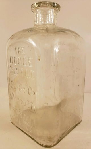 Antique Early Dodge Chemical Company Embossed Mortuary Embalming Fluid Bottle
