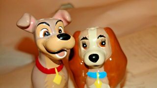 Walt Disney Lady And The Tramp Salt & Pepper Shaker Set Pair Dogs Bonus Teapot