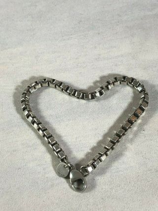Vintage Tiffany & Co Sterling Venetian Box Link Chain Bracelet 7 1/2 " L 4 Mm W