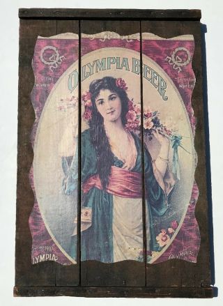 Vintage Olympia Beer Wooden Advertisement Sign (24 X 16)