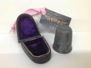 Edwardian " Tot " Cup - " Just A Thimble Full " - Pewter - In Lined Case