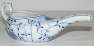 Antique Germany Flow Blue Danube Onion Porcelain Invalid Infant Feeder 3