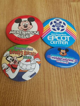 2 Mickey Mouse Club Membership Buttons & Goofy & Epcot Center