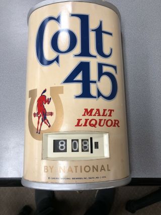 Vintage National Bo Colt 45 Half Beer Can Clock Sign Bar Tavern Man Cave