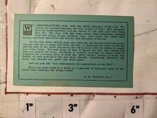1900s Chiropractor Advertising Business Card A.  W.  Weiser,  Doctor Of Chiropractic