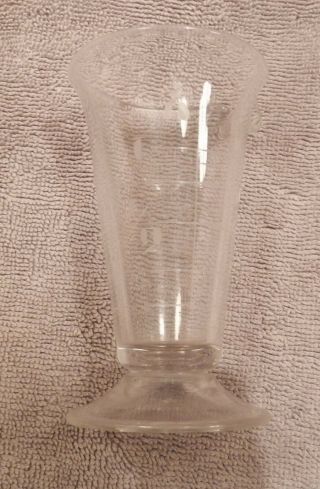 Vintage Antique Apothecary Etched Glass 8 Oz Measuring With Pour Spout