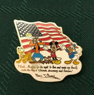 Wdw Disney World Mickey Minnie Donald Duck Pluto Goofy Patriotic Collectible Pin