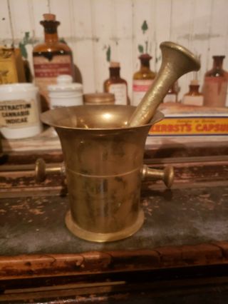 Antique Brass Mortar And Pestle,  Pharmacy,  Apothecary