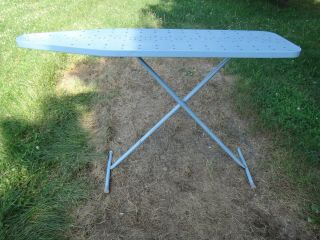 Vintage Blue Steel Metal Folding Ironing Board 54 " X 15 " Inches