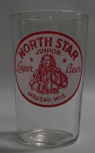 North Star Junior Beer,  Mathie Ruder Brewing Co. ,  Wausau,  Wis.  Shell Beer Glass