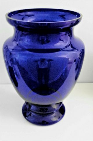 Vintage Unique Extra Large Hand Blown Cobalt Blue Glass 13 " Vase Smooth Pontil