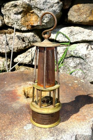 Miners Davy Safety Lamp Val St.  Lambert Globe Antique Bronze & Brass