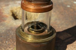 Miners Davy Safety Lamp Val St.  Lambert Globe Antique Bronze & Brass 2