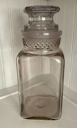 Antique Glass Ground Top Apothecary Jar Canister Candy General Store Lavender