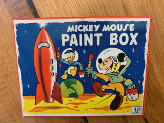 Vintage Walt Disney Mickey Mouse Art Paint Set Watercolor,  Tin,  Donald Duck 1968
