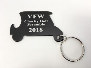 50pcs Custom Engraved Black Metal Bottle Opener Golf Cart Keychain