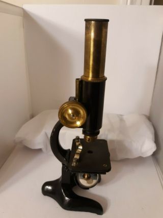 Vtg Antique Brass Black Microscope 500 Germany Scientific Lab Instruments