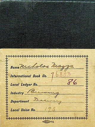 Brewery Union 198 Membership Book 1935 Reading Pa Dues Stamps