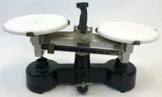Vintage 13 " Cenco Central Scientific Chicago Porcelain Plate Lab Balance Scale