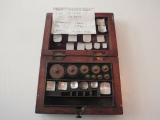 Antique Busch Apothecary Scale Weights Set In Wood Box,  Jeweler,  Watchm