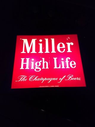 Vintage Miller High Life Beer Light Up Sign Man Cave Bar Milwaukee Keg Gas Oil