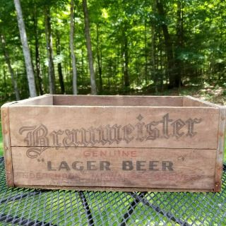 Vintage Old Braumeister Lager Beer Bottle Wood Crate / Caddie