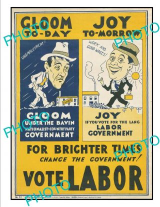 Old Large Historic Photo Of Australian Labor Party Political Poster C1930