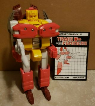 Vintage 1987 Hasbro G1 Transformers Repugnus 100 Complete Action Figure