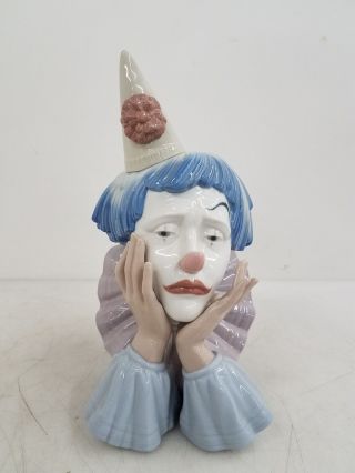 Vintage Lladro Porcelain Clown 12 " Head Bust