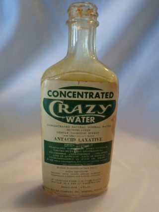 Concentrated " Crazy Water " - Quack Medicine - Empty Bottle -