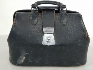 Kruse Vintage/antique Pigskin Black Leather Doctor Medical Bag