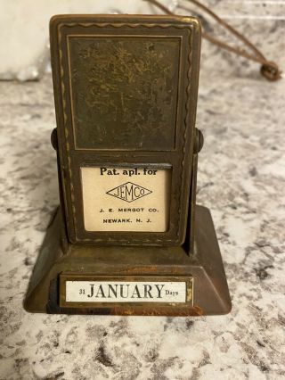 Vintage Art Deco 1920’s Flip Calendar Brass Desk Top Perpetual Jemco Spin Rotate