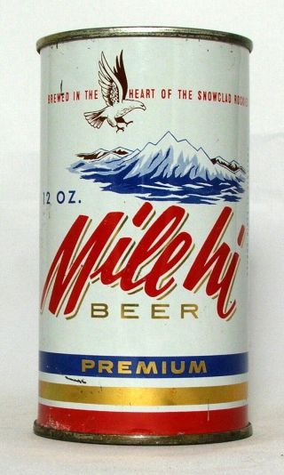 Mile Hi Premium Beer 12 Oz.  Flat Top Beer Can - Mountain Brewing,  Denver,  Co.