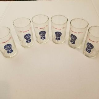 6 Vintage Pabst Blue Ribbon Shorty Glass Six Pack