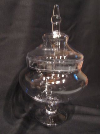 Large Heavy Vintage Clear Glass Apothecary Candy Jar Approx 15” High 10 " Wide