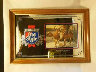 Old Style Beer Wildlife Series White Tailed Deer Mirror Advertising Sign 1992