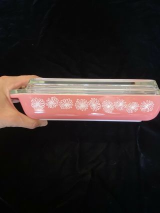 Vintage Pyrex Pink Daisy Cassorole Dish With Lid.