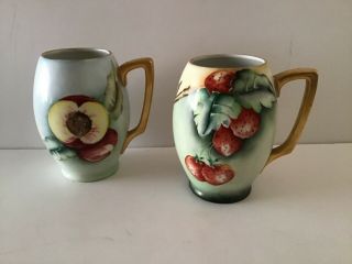 Vintage Hand Painted Fruit Design Large Steins