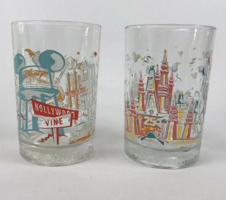 Set Of 2 Walt Disney World 25th Anniversary Collector’s Glass Remember The Magic