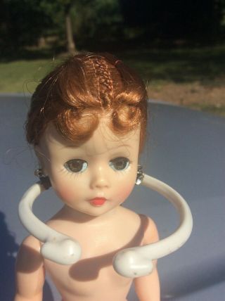 Vtg 1957 Madame Alexander Cissette Doll Redhead Green Eyes W/ Earrings Ec
