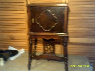 Vintage Tobacco Humidor Stand Smoking Stand Cigar Cabinet Table Copper Lined