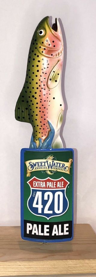 Sweet Water Brewing Co.  420 Extra Pale Ale Fish Beer Pull Tap Handle 2